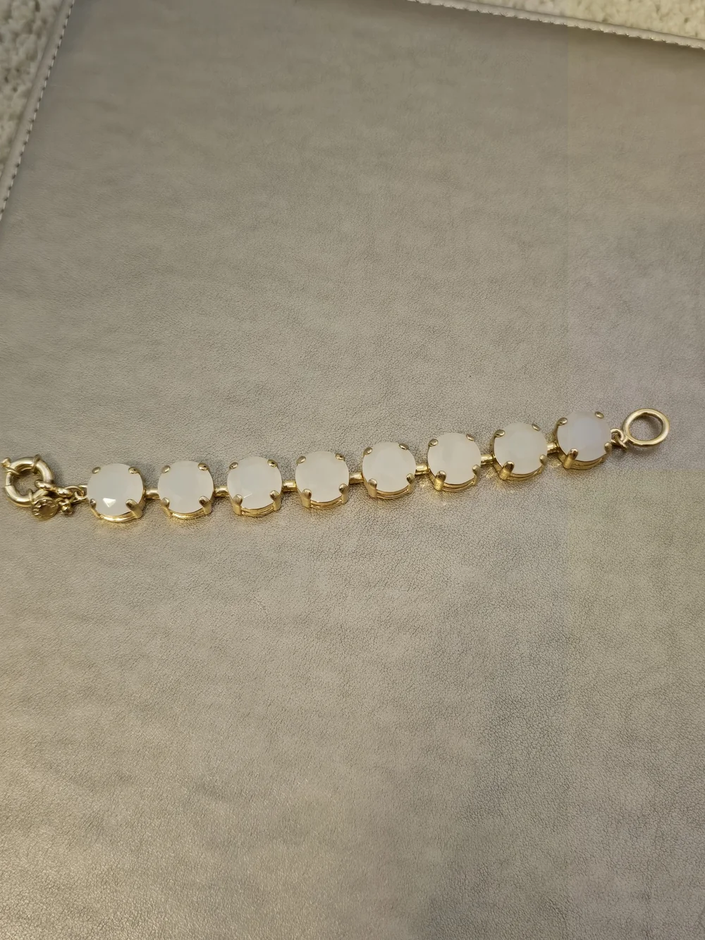 J. Crew Gold Link Bracelet with White Cabochon Stones